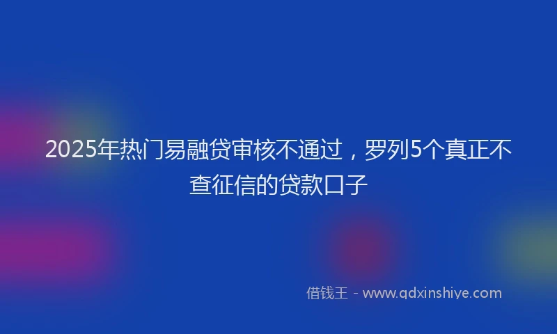 2025年热门易融贷审核不通过，罗列5个真正不查征信的贷款口子