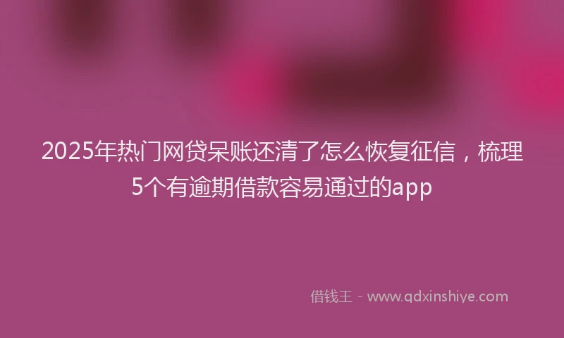 2025年热门网贷呆账还清了怎么恢复征信，梳理5个有逾期借款容易通过的app