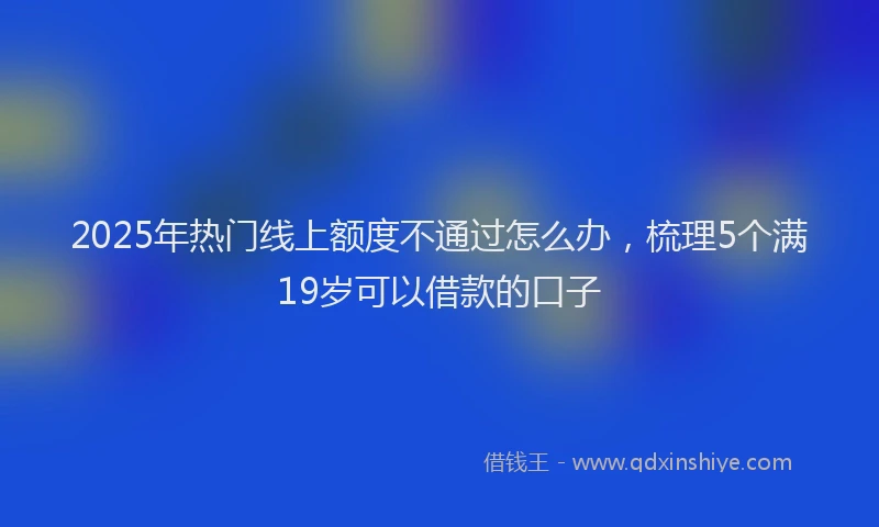 2025年热门线上额度不通过怎么办，梳理5个满19岁可以借款的口子