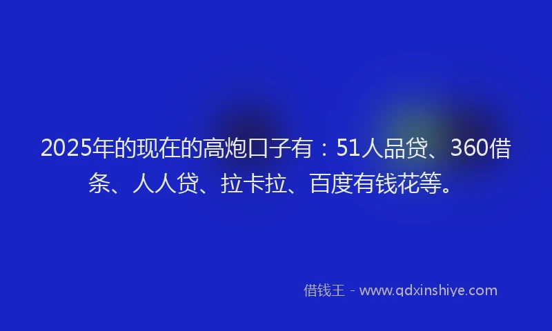 2025年的现在的高炮口子有：51人品贷、360借条、人人贷、拉卡拉、百度有钱花等。
