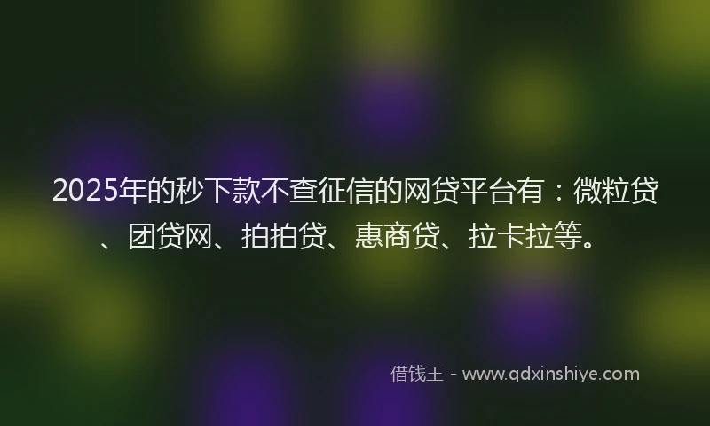 2025年的秒下款不查征信的网贷平台有：微粒贷、团贷网、拍拍贷、惠商贷、拉卡拉等。