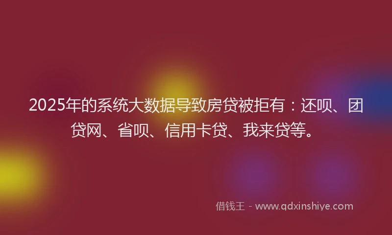 2025年的系统大数据导致房贷被拒有：还呗、团贷网、省呗、信用卡贷、我来贷等。