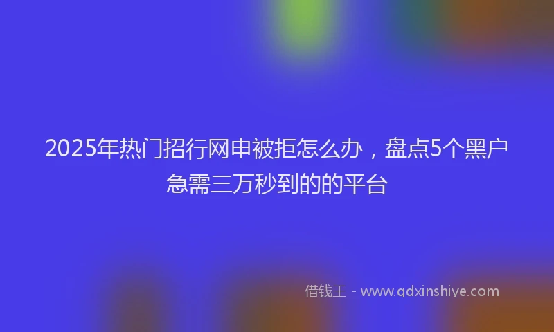 2025年热门招行网申被拒怎么办，盘点5个黑户急需三万秒到的的平台