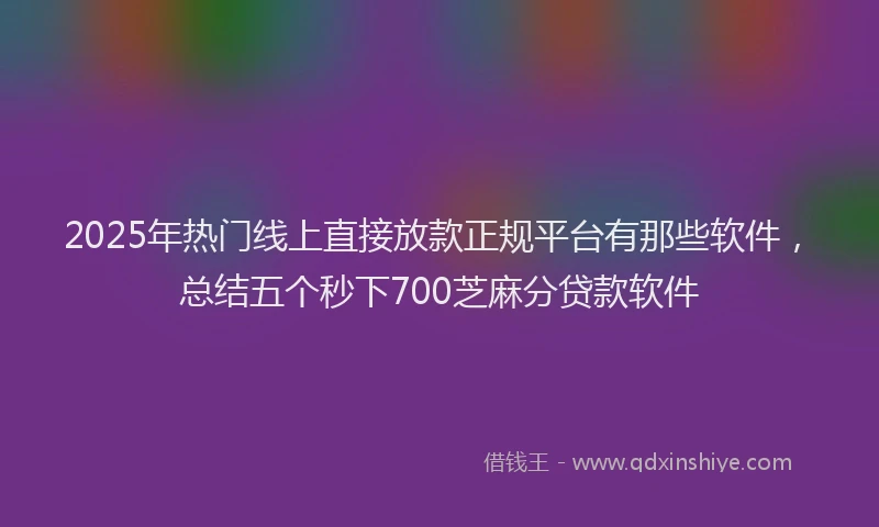2025年热门线上直接放款正规平台有那些软件，总结五个秒下700芝麻分贷款软件