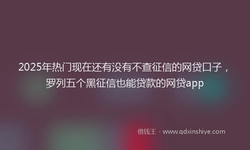 2025年热门现在还有没有不查征信的网贷口子，罗列五个黑征信也能贷款的网贷app