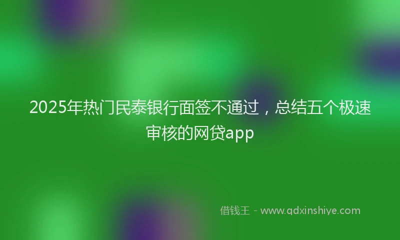 2025年热门民泰银行面签不通过，总结五个极速审核的网贷app