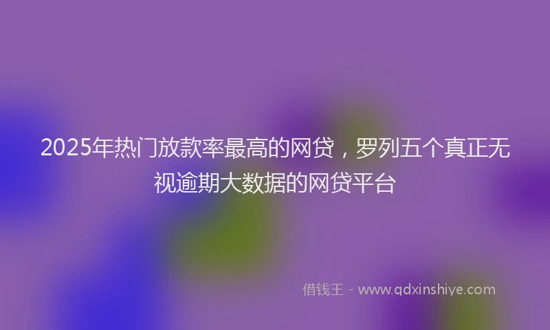 2025年热门放款率最高的网贷，罗列五个真正无视逾期大数据的网贷平台