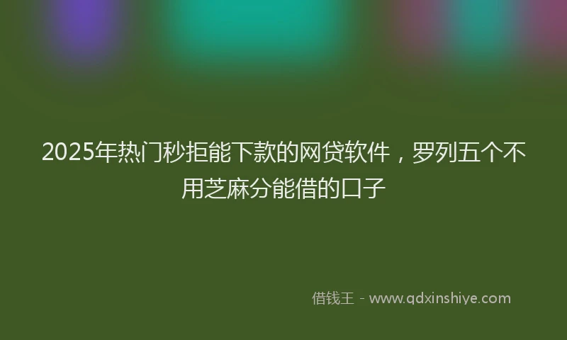 2025年热门秒拒能下款的网贷软件，罗列五个不用芝麻分能借的口子