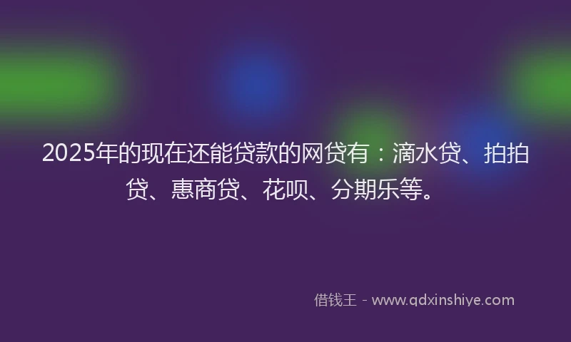 2025年的现在还能贷款的网贷有：滴水贷、拍拍贷、惠商贷、花呗、分期乐等。
