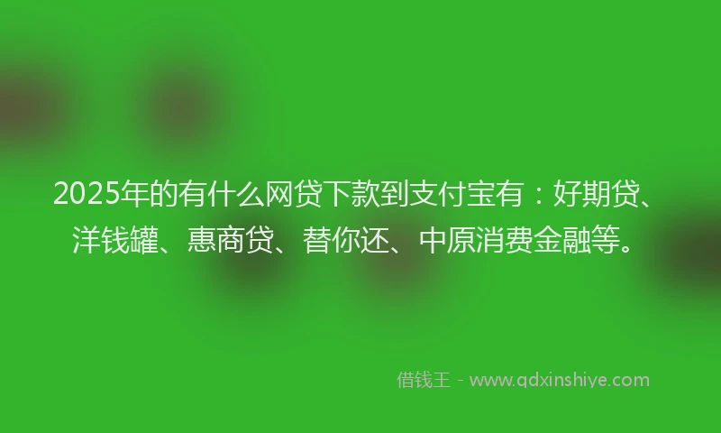 2025年的有什么网贷下款到支付宝有：好期贷、洋钱罐、惠商贷、替你还、中原消费金融等。