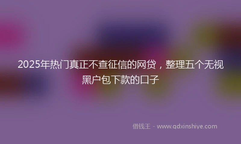 2025年热门真正不查征信的网贷，整理五个无视黑户包下款的口子