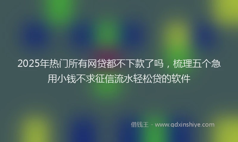 2025年热门所有网贷都不下款了吗，梳理五个急用小钱不求征信流水轻松贷的软件