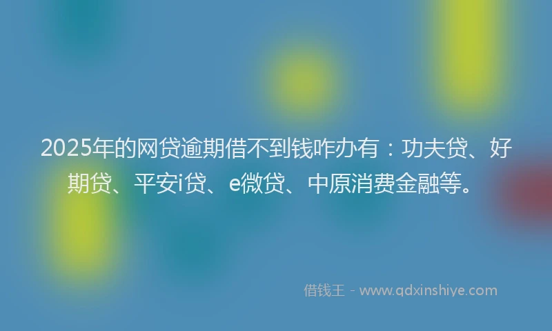 2025年的网贷逾期借不到钱咋办有：功夫贷、好期贷、平安i贷、e微贷、中原消费金融等。