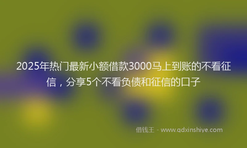 2025年热门最新小额借款3000马上到账的不看征信，分享5个不看负债和征信的口子