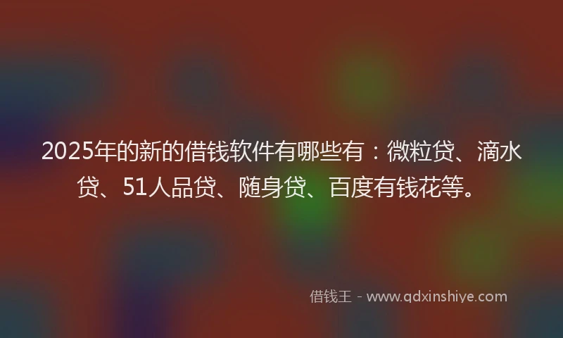 2025年的新的借钱软件有哪些有：微粒贷、滴水贷、51人品贷、随身贷、百度有钱花等。