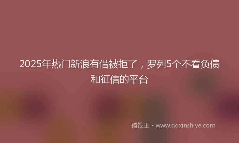 2025年热门新浪有借被拒了，罗列5个不看负债和征信的平台