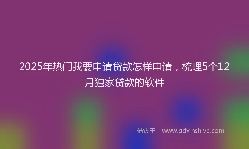 2025年热门我要申请贷款怎样申请，梳理5个12月独家贷款的软件