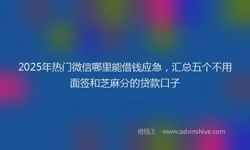 2025年热门微信哪里能借钱应急，汇总五个不用面签和芝麻分的贷款口子