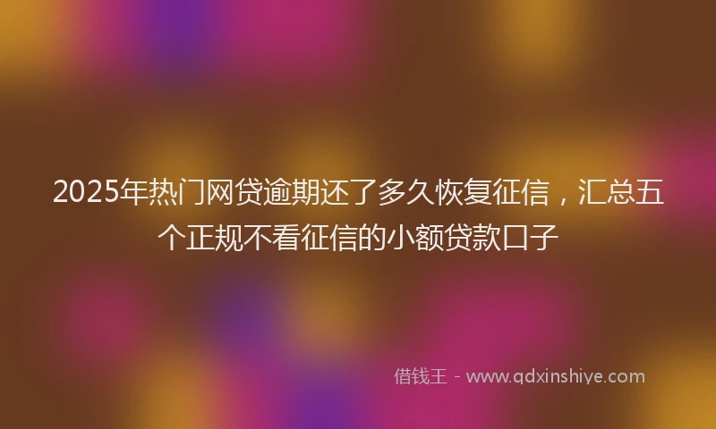 2025年热门网贷逾期还了多久恢复征信，汇总五个正规不看征信的小额贷款口子