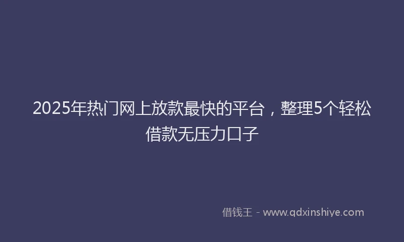 2025年热门网上放款最快的平台，整理5个轻松借款无压力口子
