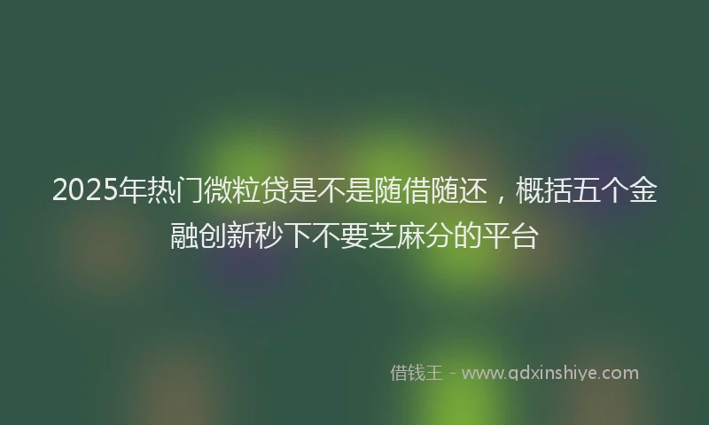 2025年热门微粒贷是不是随借随还，概括五个金融创新秒下不要芝麻分的平台