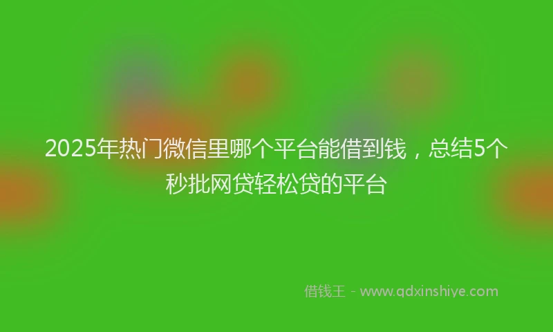 2025年热门微信里哪个平台能借到钱，总结5个秒批网贷轻松贷的平台