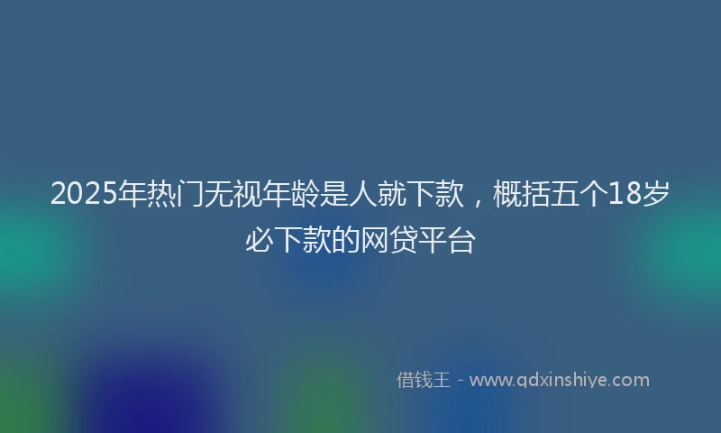 2025年热门无视年龄是人就下款，概括五个18岁必下款的网贷平台