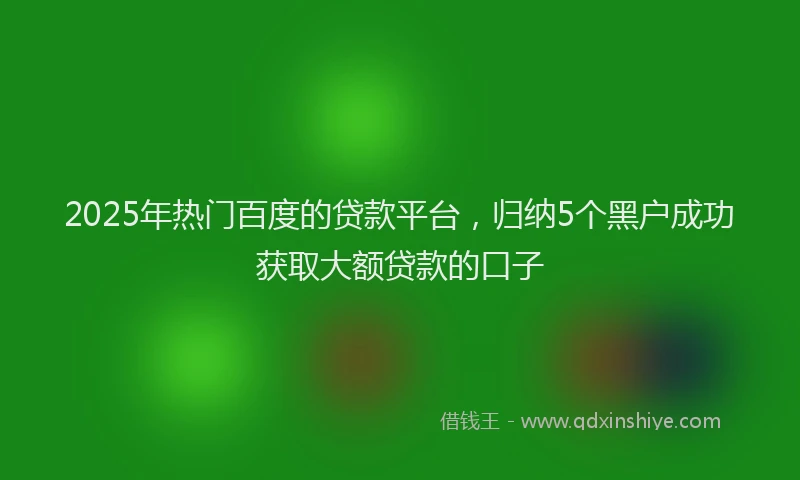 2025年热门百度的贷款平台，归纳5个黑户成功获取大额贷款的口子
