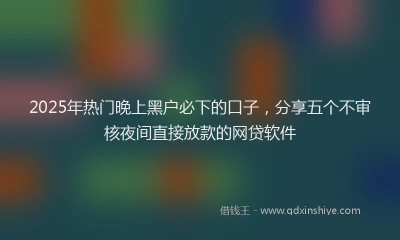 2025年热门晚上黑户必下的口子，分享五个不审核夜间直接放款的网贷软件