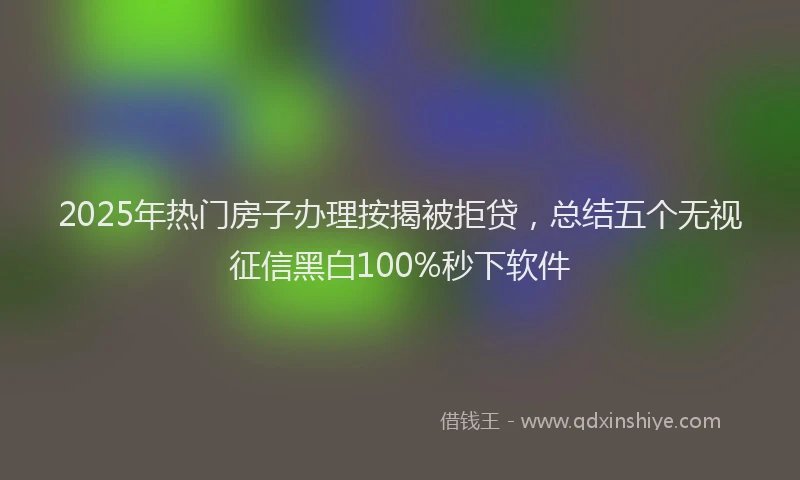 2025年热门房子办理按揭被拒贷，总结五个无视征信黑白100%秒下软件
