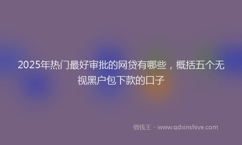2025年热门最好审批的网贷有哪些，概括五个无视黑户包下款的口子