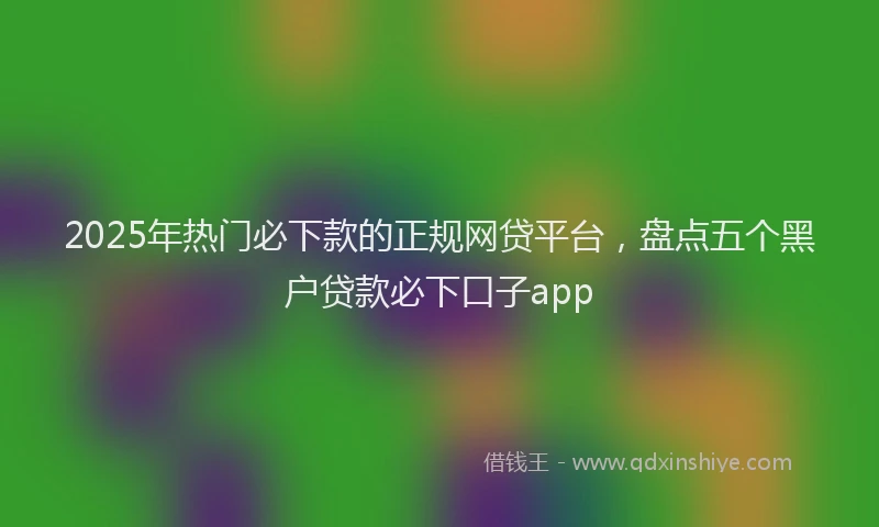 2025年热门必下款的正规网贷平台，盘点五个黑户贷款必下口子app