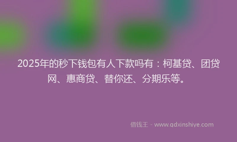 2025年的秒下钱包有人下款吗有：柯基贷、团贷网、惠商贷、替你还、分期乐等。