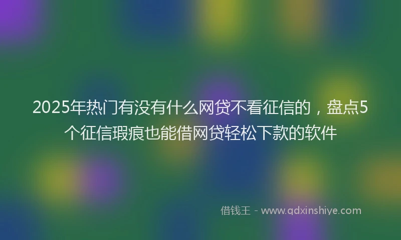 2025年热门有没有什么网贷不看征信的，盘点5个征信瑕疵也能借网贷轻松下款的软件