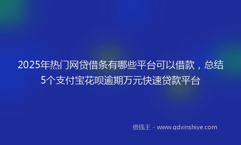 2025年热门网贷借条有哪些平台可以借款，总结5个支付宝花呗逾期万元快速贷款平台