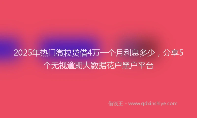 2025年热门微粒贷借4万一个月利息多少，分享5个无视逾期大数据花户黑户平台