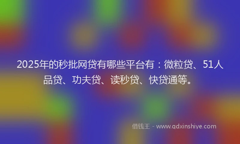 2025年的秒批网贷有哪些平台有：微粒贷、51人品贷、功夫贷、读秒贷、快贷通等。
