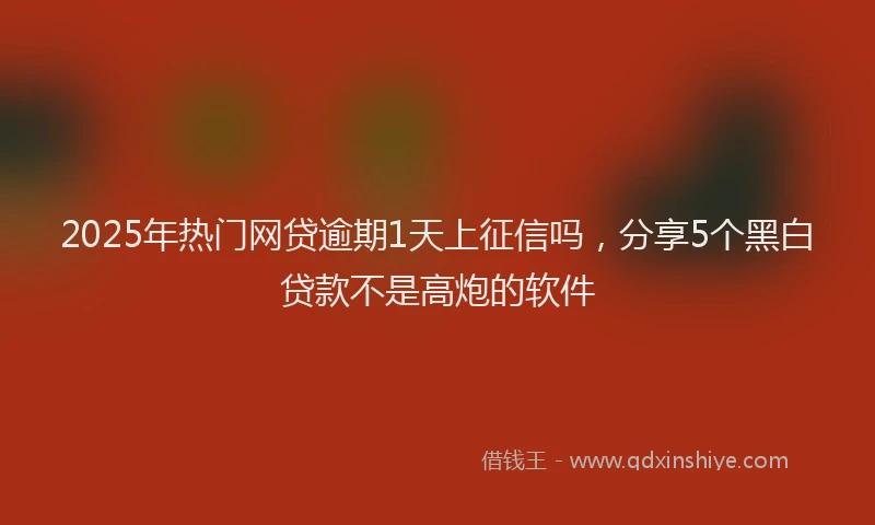 2025年热门网贷逾期1天上征信吗，分享5个黑白贷款不是高炮的软件