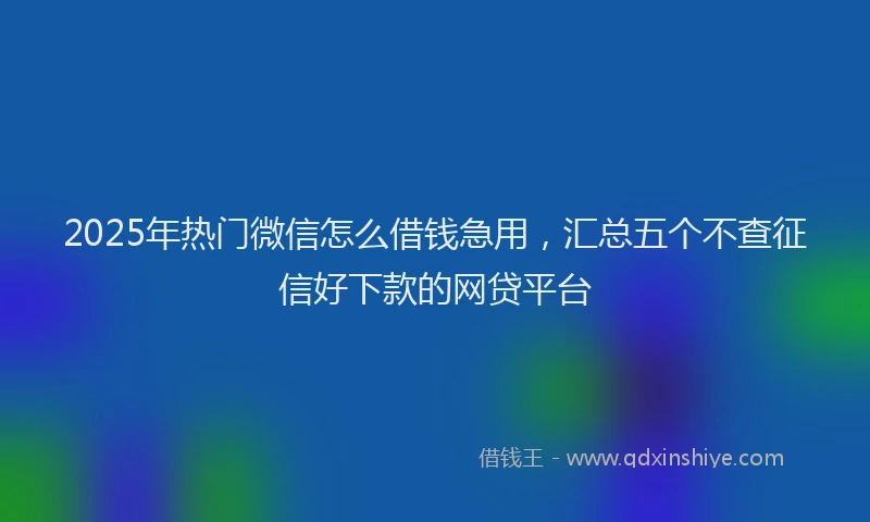 2025年热门微信怎么借钱急用，汇总五个不查征信好下款的网贷平台