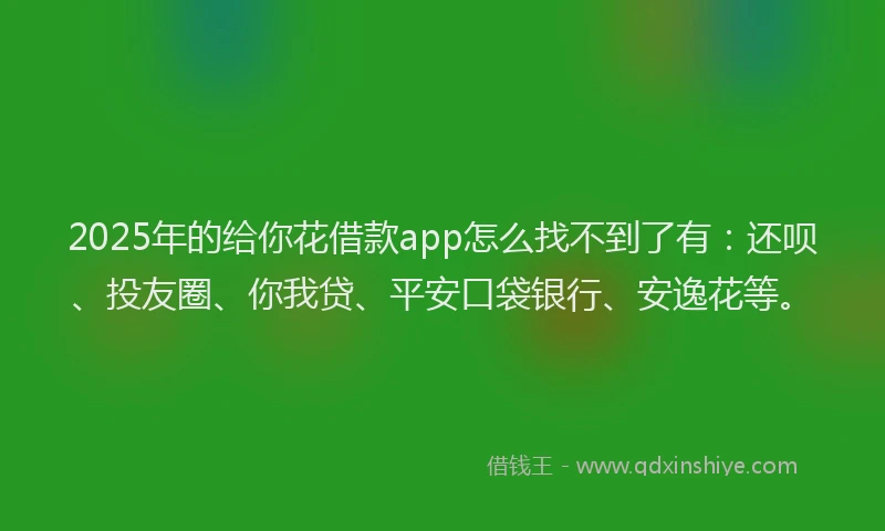 2025年的给你花借款app怎么找不到了有：还呗、投友圈、你我贷、平安口袋银行、安逸花等。
