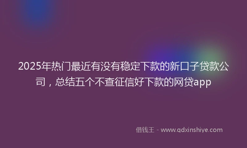 2025年热门最近有没有稳定下款的新口子贷款公司，总结五个不查征信好下款的网贷app
