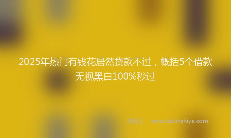 2025年热门有钱花居然贷款不过，概括5个借款无视黑白100%秒过