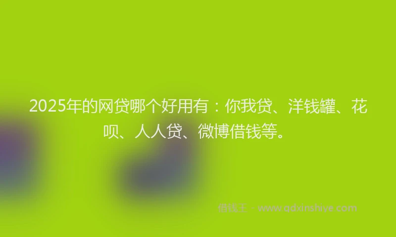 2025年的网贷哪个好用有：你我贷、洋钱罐、花呗、人人贷、微博借钱等。