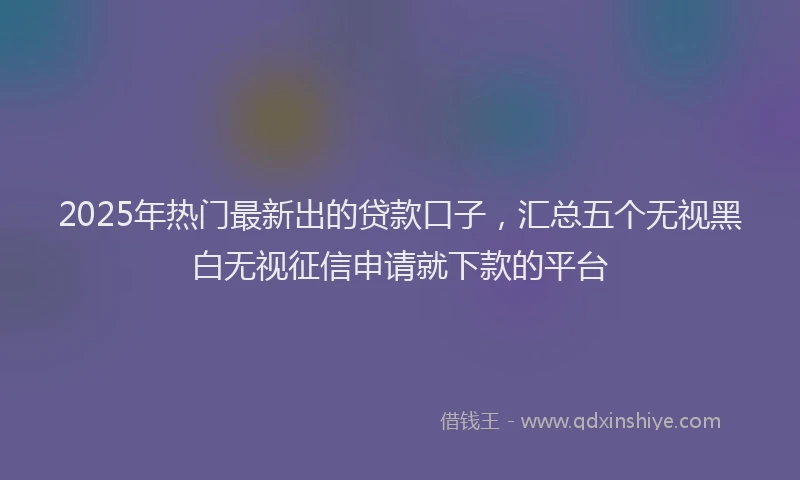 2025年热门最新出的贷款口子，汇总五个无视黑白无视征信申请就下款的平台