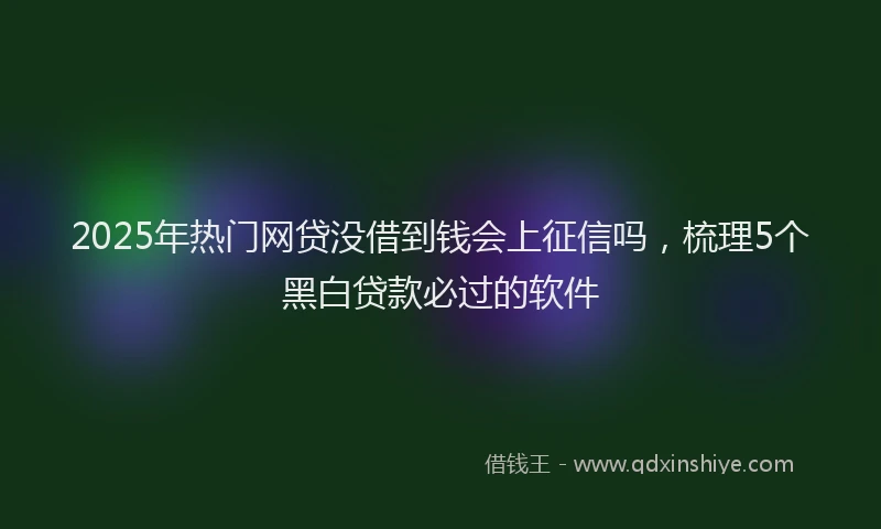 2025年热门网贷没借到钱会上征信吗，梳理5个黑白贷款必过的软件