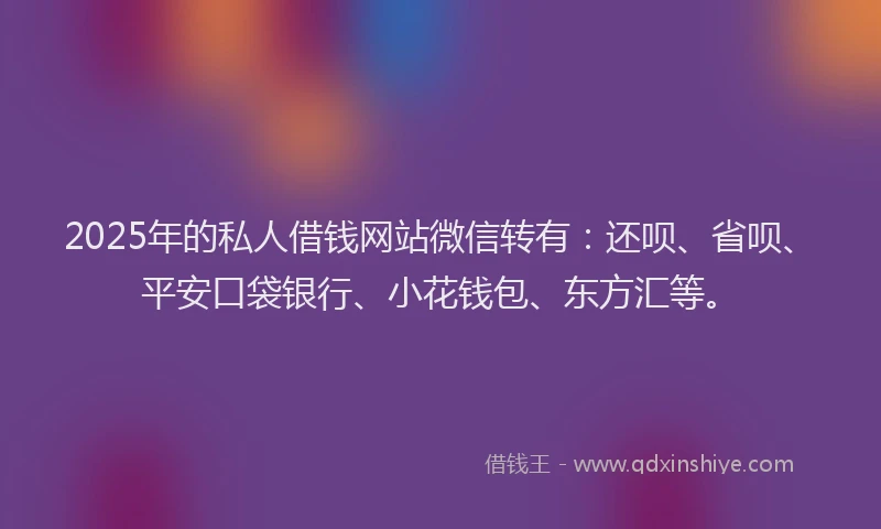 2025年的私人借钱网站微信转有：还呗、省呗、平安口袋银行、小花钱包、东方汇等。