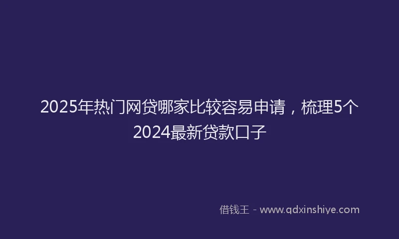 2025年热门网贷哪家比较容易申请，梳理5个2024最新贷款口子