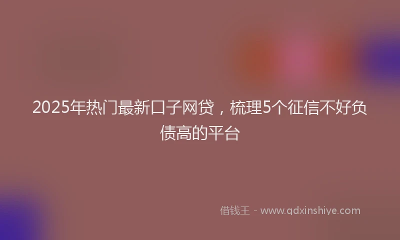 2025年热门最新口子网贷，梳理5个征信不好负债高的平台