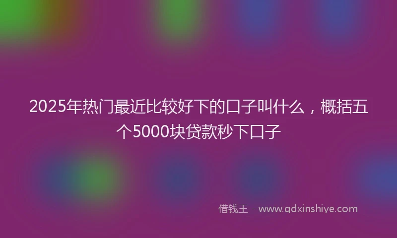 2025年热门最近比较好下的口子叫什么，概括五个5000块贷款秒下口子
