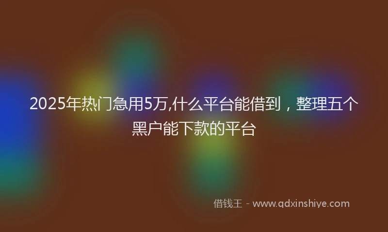 2025年热门急用5万,什么平台能借到，整理五个黑户能下款的平台